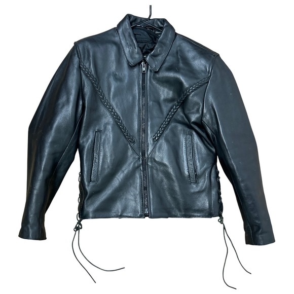 Real Leather Milwaukee Jackets & Blazers - Milwaukee Leather Motorcycle Jacket Womens S Black Genuine Leather Lace Up Moto